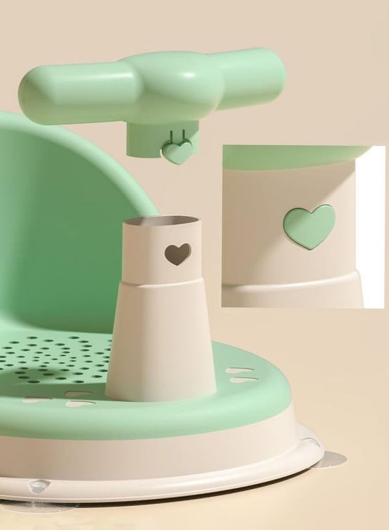 عام كرسي استحمام للأطفال مانع للانزلاق، بتصميم يسمح بمرور الهواء، آمن ومريح، مناسب للأطفال الرضع، مزود بأكواب شفط متينة، كرسي استحمام محمول بلون أخضر منعش للأطفال من عمر 0-3 سنوات - Image 4